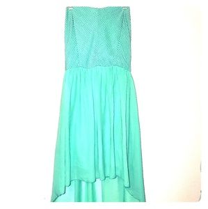 Strapless, Green, Tapered, Shimmery Dress
